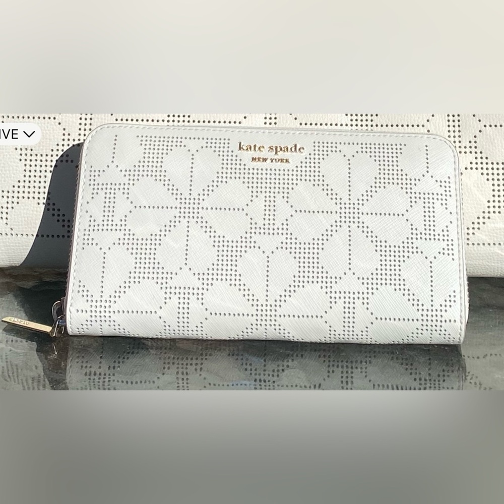 Kate Spade Perforated Spencer Zip Around Continental Wallet